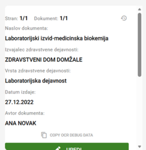 Gumb za pregled aktivnosti dokumenta